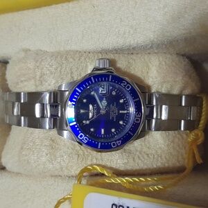 Invicta Blue Dial Silver Band Watch
